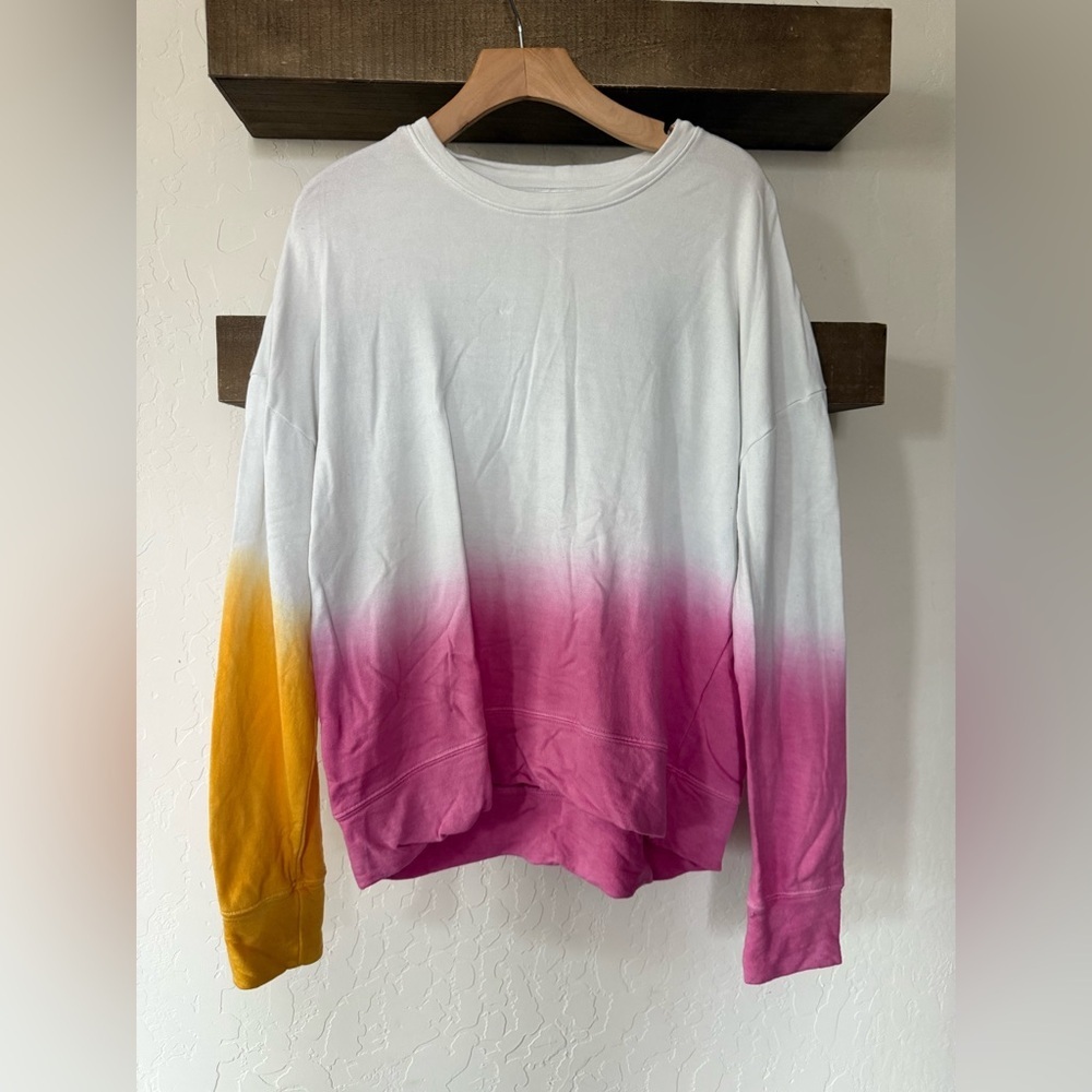 Sundry|Boho Dip dyed ombré  Pink and Yellow Crewneck Sweatshirt•••size large - Picture 12 of 13
